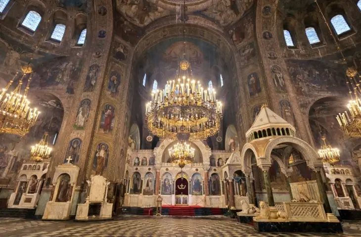 Alexander Nevsky Katedrali iç mekanı Sofya Bulgaristan